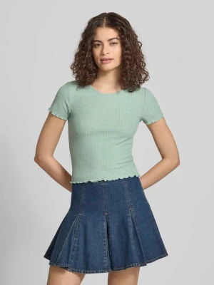 t-shirt o kroju slim fit z dodatkiem wiskozy, model 'EMMA' Only Miętowy