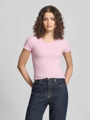 t-shirt o kroju slim fit z dodatkiem wiskozy, model 'EMMA' Only