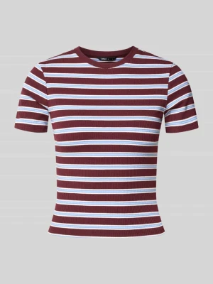 t-shirt o kroju slim fit z dodatkiem wiskozy model 'JUNE' Only Bordowy
