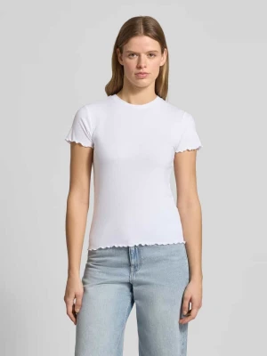 t-shirt o kroju slim fit z dodatkiem wiskozy model 'NICCA' Pieces