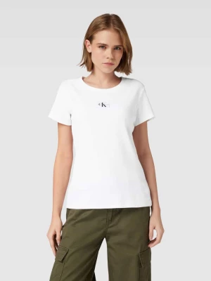 T-shirt o kroju slim fit z efektem prążkowania Calvin Klein Jeans