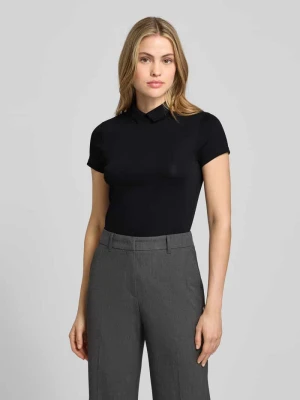 T-shirt o kroju slim fit z kołnierzykiem polo Marc Cain