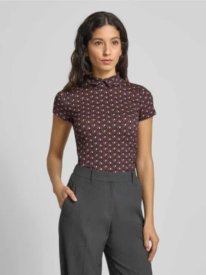 T-shirt o kroju slim fit z kołnierzykiem polo Marc Cain