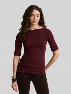 t-shirt o kroju slim fit z mieszanka bawełny model 'JUDY' Lauren Ralph Lauren Bordowy