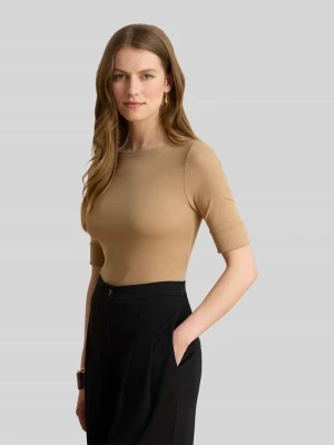 t-shirt o kroju slim fit z mieszanka bawełny model 'JUDY' Lauren Ralph Lauren Camel