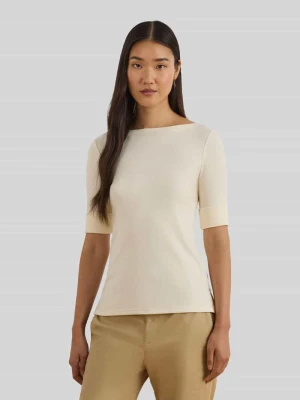 t-shirt o kroju slim fit z mieszanka bawełny model 'JUDY' Lauren Ralph Lauren Écru