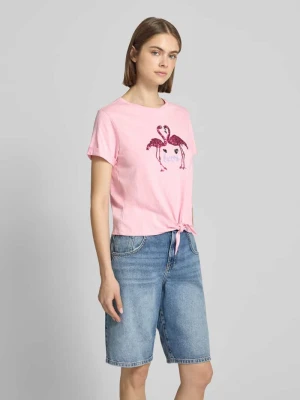 Zdjęcie produktu t-shirt o kroju slim fit z mieszanka bawełny model 'MIRA' Only Różowy