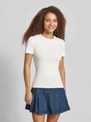 t-shirt o kroju slim fit z mieszanka bawełny model 'RUKA' Pieces