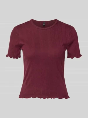 t-shirt o kroju slim fit z mieszanka bawełny model 'TENNA' Only Bordowy
