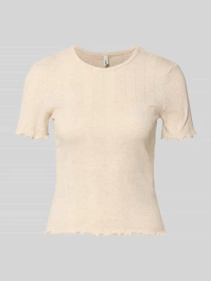 t-shirt o kroju slim fit z mieszanka bawełny model 'TENNA' Only Écru