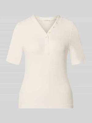 t-shirt o kroju slim fit z mieszanka wiskozy model 'Sanez' Opus Złamany biały