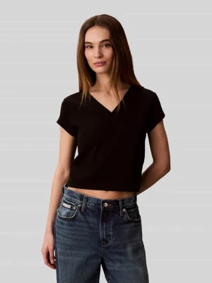 t-shirt o kroju slim fit z mieszanki bawełny Calvin Klein Jeans Czarny