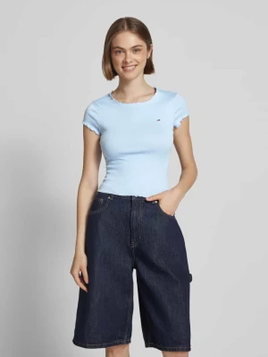 T-shirt o kroju slim fit z mieszanki bawełny i elastanu Tommy Jeans