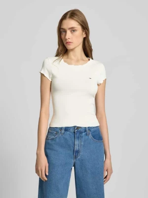 T-shirt o kroju slim fit z mieszanki bawełny i elastanu Tommy Jeans