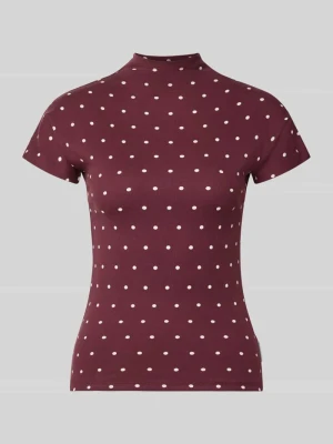 t-shirt o kroju slim fit z mieszanki bawełny Marc O'Polo Bordowy