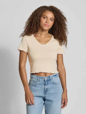 T-shirt o kroju slim fit z mieszanki bawełny model ‘CARLOTTA’ Only