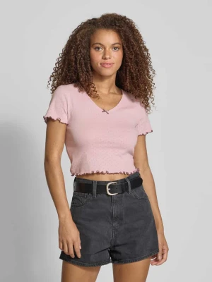 T-shirt o kroju slim fit z mieszanki bawełny model ‘CARLOTTA’ Only Różowy