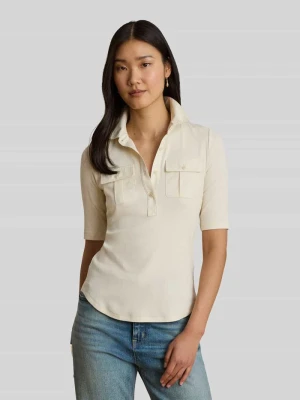 t-shirt o kroju slim fit z mieszanki bawełny model 'HAIDELLE' Lauren Ralph Lauren Piaskowy