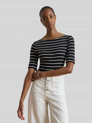 t-shirt o kroju slim fit z mieszanki bawełny model 'JUDY' Lauren Ralph Lauren Czarny