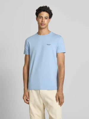 t-shirt o kroju slim fit z mieszanki bawełny model 'ORIGINAL BASIC 3N' Pepe Jeans Jasnoniebieski