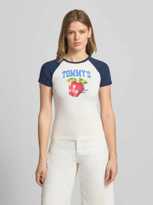 t-shirt o kroju slim fit z mieszanki bawełny Tommy Jeans