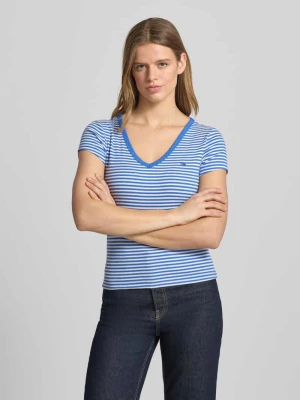 t-shirt o kroju slim fit z mieszanki bawełny Tommy Jeans Niebieski