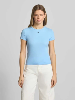 t-shirt o kroju slim fit z mieszanki bawełny Tommy Jeans Jasnoniebieski