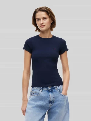 t-shirt o kroju slim fit z mieszanki bawełny Tommy Jeans Ciemnoniebieski