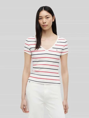 t-shirt o kroju slim fit z mieszanki bawełny Tommy Jeans Biały
