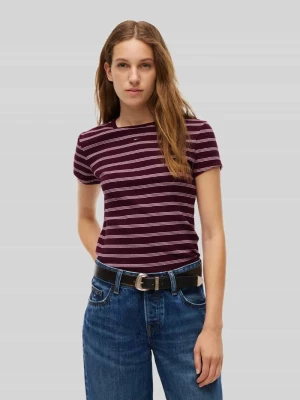 t-shirt o kroju slim fit z mieszanki bawełny Tommy Jeans Bordowy