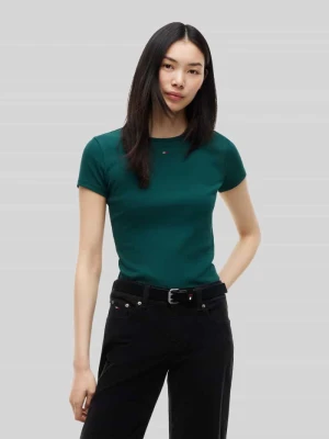 t-shirt o kroju slim fit z mieszanki bawełny Tommy Jeans Ciemnozielony