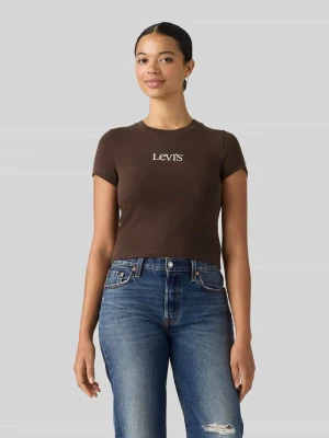 t-shirt o kroju slim fit z mieszanki bawełny z nadrukiem z logo Levi's Średniobrązowy melanż