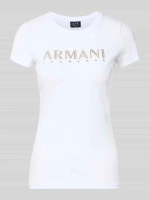 t-shirt o kroju slim fit z nadrukiem z logo Armani Exchange Biały