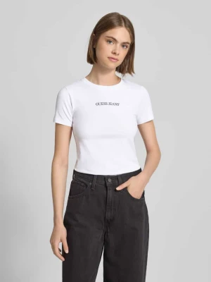 T-shirt o kroju slim fit z nadrukiem z logo Guess Jeans