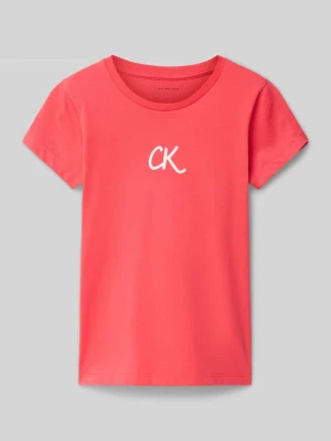 T-shirt o kroju slim fit z nadrukiem z logo i okrągłym dekoltem Calvin Klein Jeans