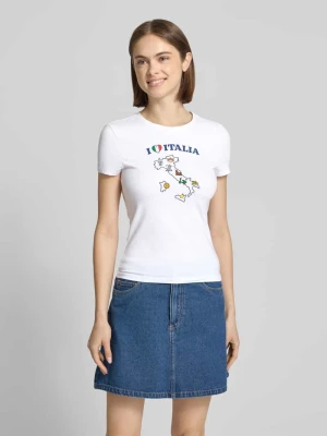 t-shirt o kroju slim fit z nadrukiem z motywem i okrągłym dekoltem REVIEW
