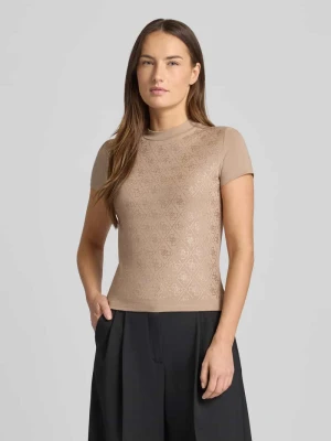 T-shirt o kroju slim fit z obszyciem kamieniami stras na całej powierzchni Guess