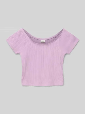 T-shirt o kroju slim fit z odkrytymi ramionami s.Oliver RED LABEL
