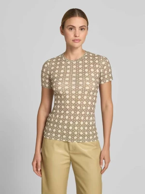 t-shirt o kroju slim fit z okrągłym dekoltem Nanushka Beżowy