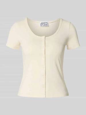 t-shirt o kroju slim fit z pełną listwą guzikową Jake*s Écru