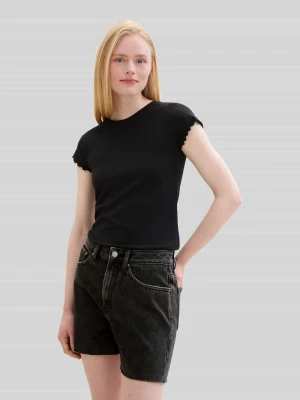 t-shirt o kroju slim fit z prążkowanej dzianiny Tom Tailor Denim