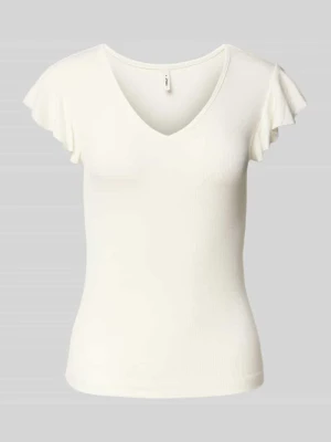 T-shirt o kroju slim fit z prążkowaniem model ‘BELIA’ Only