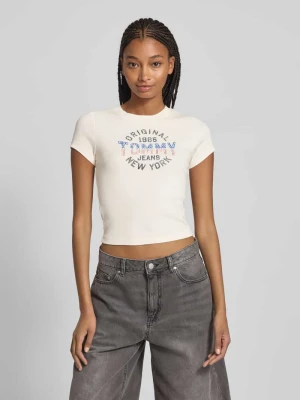 T-shirt o kroju slim fit z prążkowaniem Tommy Jeans