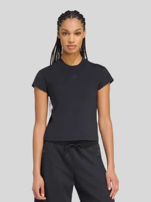 t-shirt o kroju slim fit z wyhaftowanym logo Adidas Czarny