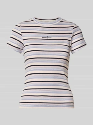 t-shirt o kroju slim fit z wyhaftowanym logo Guess Jasnoniebieski