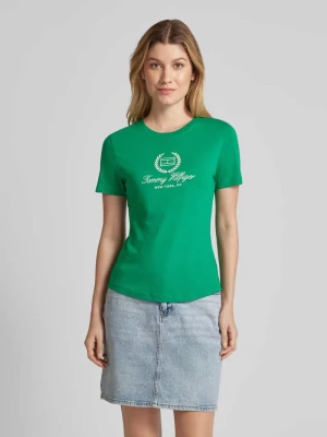 T-shirt o kroju slim fit z wyhaftowanym logo Tommy Hilfiger