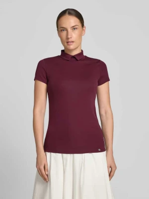 t-shirt o kroju slim fit z wysoko zabudowanym kołnierzykiem polo Marc Cain Bordowy