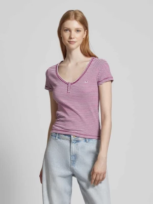 T-shirt o kroju slim fit z zaokrąglonym dekoltem w serek model ‘HENLEY’ Tommy Jeans