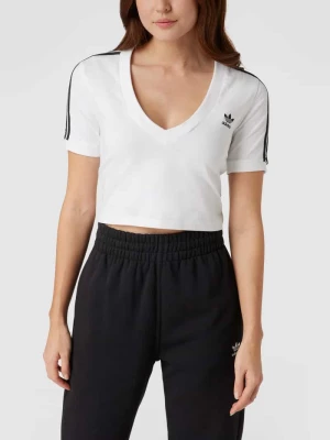 T-shirt o krótkim kroju z paskami z logo adidas Originals
