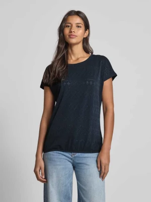 T-shirt o luźnym kroju z ażurowej dzianiny Tom Tailor